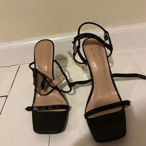 Yoki Black Strappy Heels